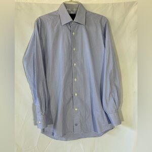 DAVID DONAHUE TRIM FIT PLAID CHECKERED PURPLE PREPPY DRESS SHIRT MENS 15.5 32/33